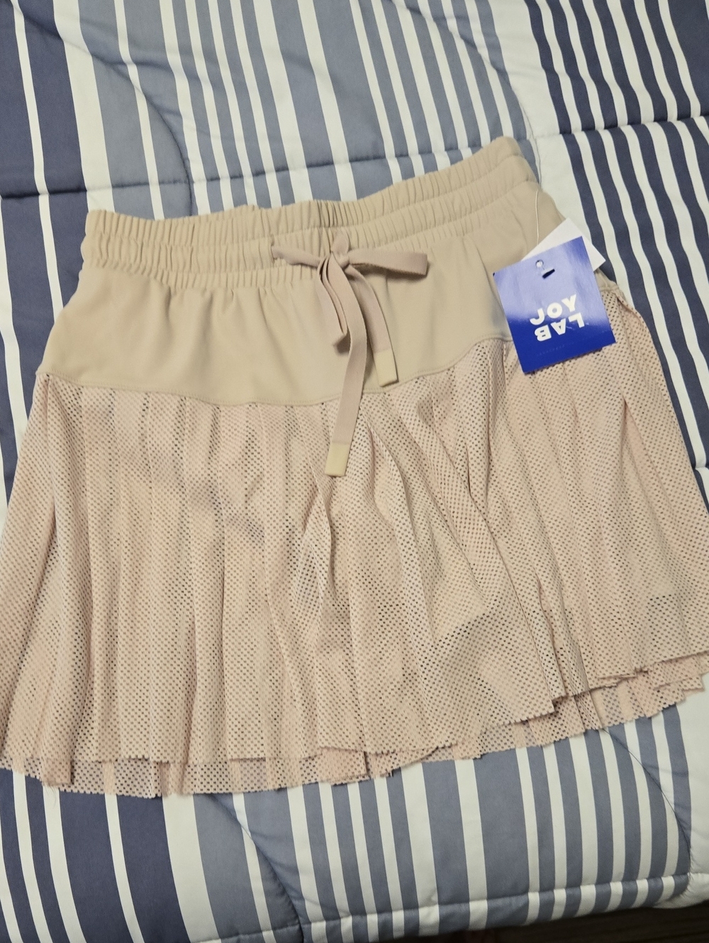 Women's Beige Mesh Layered Shorts Skirt